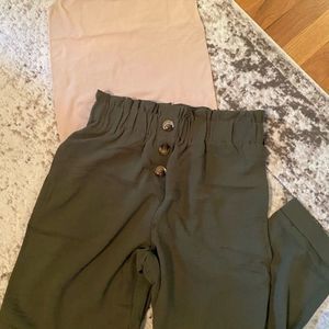NWT Olive Green Paper Bag Pull-on Fall Pants